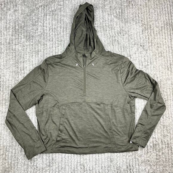 Layer 8 Quick Dry Lightweight Reflective Hoodie Size Large Green Sporty Gorpcore - Picture 1 of 11